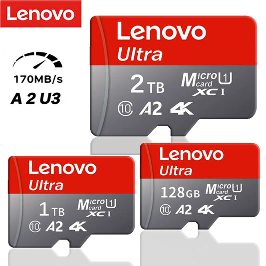 Lenovo 2TB 1TB High Speed SD Card 512GB 128GB Micro TF Memory Card 4K Video Storage Android Phone Drone Gaming Travel Tech